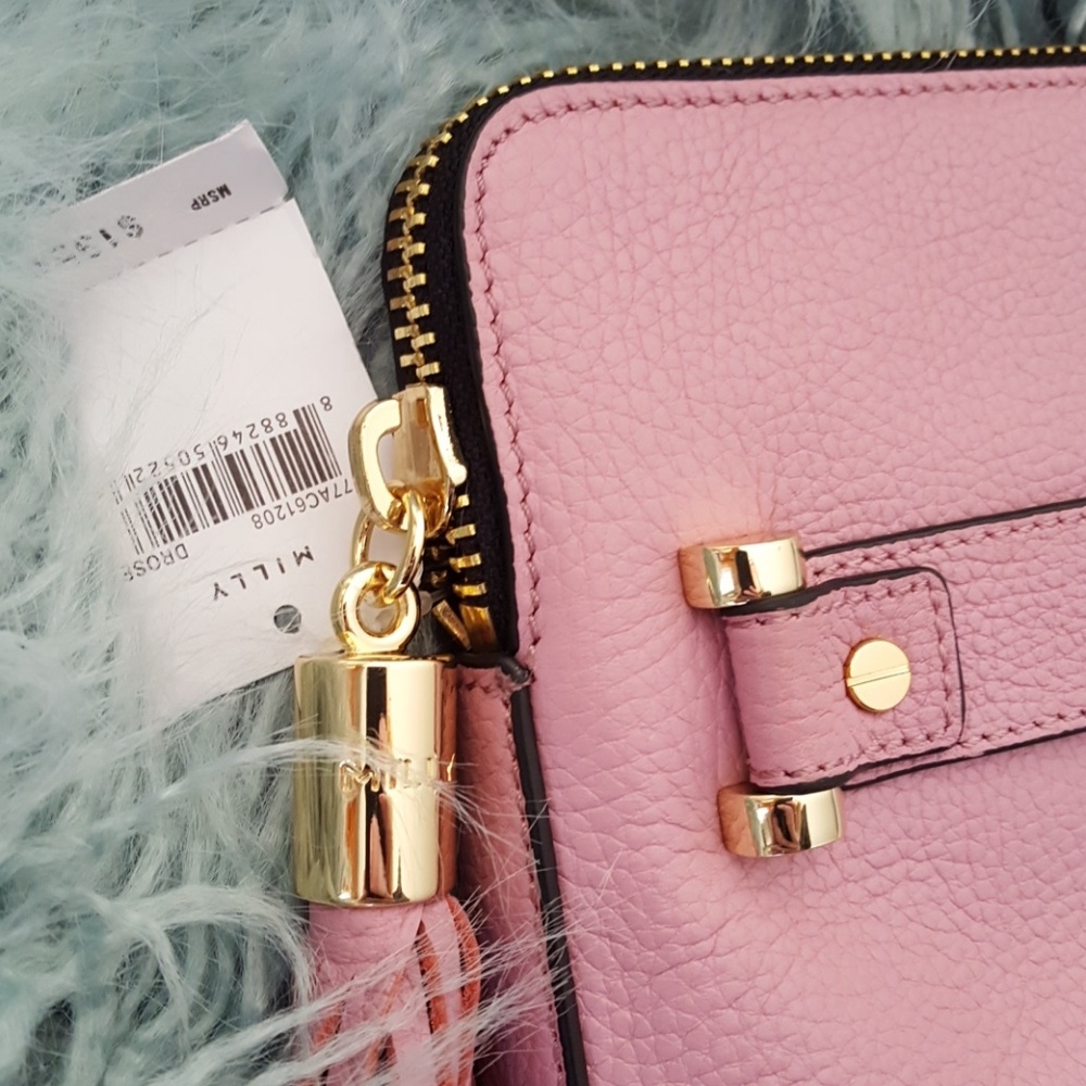 NWT Milly Astor pink clutch with band & tassel - Picture 3 of 7